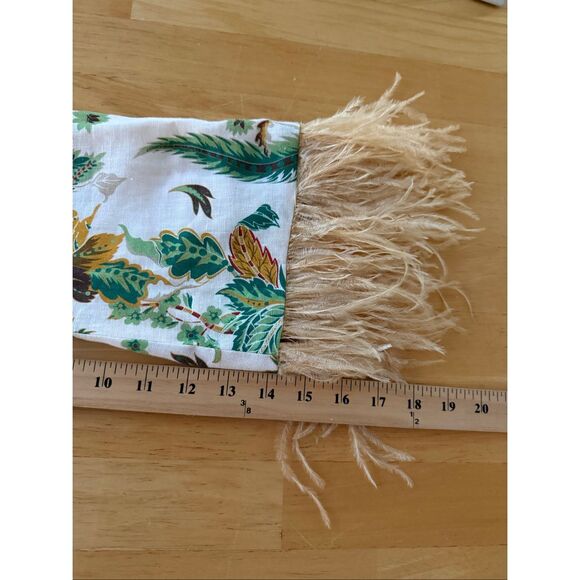 Antonio Melani White Floral Linen Dress, Feather Cuff Detail, Size 4 - Picture 8 of 12